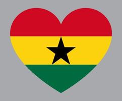 illustration en forme de coeur plat du drapeau du ghana vecteur