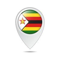 balise de localisation de la carte du drapeau du zimbabwe vecteur