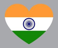 illustration en forme de coeur plat du drapeau indien vecteur