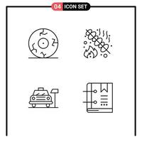 ensemble moderne de 4 couleurs et symboles plats remplis tels que les éléments de conception vectoriels modifiables du service de gril d'horreur de parking pour les yeux vecteur