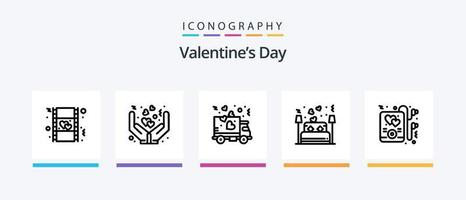 pack d'icônes de la ligne 5 de la saint-valentin, y compris l'amour. Médicament. mode de vie. l'amour. dose. conception d'icônes créatives vecteur