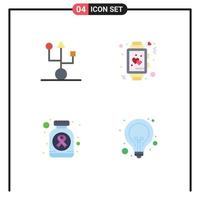 4 pack d'icônes plates d'interface utilisateur de signes et symboles modernes d'ordinateurs matériel de mariage amour médecine éléments de conception vectoriels modifiables vecteur