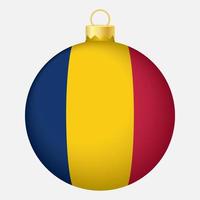boule de sapin de noël avec le drapeau du tchad. icône pour les vacances de Noël vecteur