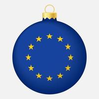 boule de sapin de noël avec le drapeau de l'union européenne. icône pour les vacances de noël vecteur