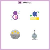 pack d'icônes plates de 4 symboles universels du jour symbole de calcium seo soins de la peau éléments de conception vectoriels modifiables vecteur