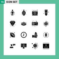 16 icônes créatives signes et symboles modernes de la finance entreprise calendrier crème saint éléments de conception vectoriels modifiables vecteur