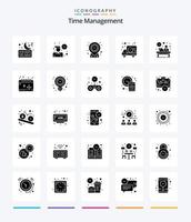 gestion du temps créatif pack d'icônes noir solide 25 glyphes tel que bureau. temps. travail. expédition. temps vecteur