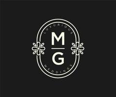 mg initiales lettre mariage monogramme logos modèle, modèles minimalistes et floraux modernes dessinés à la main pour cartes d'invitation, réservez la date, identité élégante. vecteur