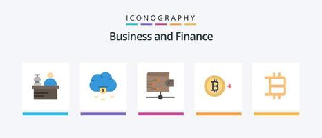 Financer le pack d'icônes plat 5, y compris. portefeuille. pancarte. Bitcoin. conception d'icônes créatives vecteur