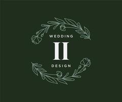 ii initiales lettre collection de logos de monogramme de mariage, modèles minimalistes et floraux modernes dessinés à la main pour cartes d'invitation, réservez la date, identité élégante pour restaurant, boutique, café en image vectorielle vecteur