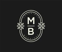 modèle de logos de monogramme de mariage lettre initiales mb, modèles minimalistes et floraux modernes dessinés à la main pour cartes d'invitation, réservez la date, identité élégante. vecteur