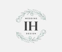 ih initiales lettre collection de logos de monogramme de mariage, modèles minimalistes et floraux modernes dessinés à la main pour cartes d'invitation, réservez la date, identité élégante pour restaurant, boutique, café en image vectorielle vecteur