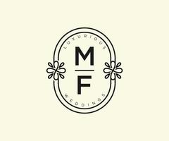 modèle de logos de monogramme de mariage lettre initiales mf, modèles minimalistes et floraux modernes dessinés à la main pour cartes d'invitation, réservez la date, identité élégante. vecteur