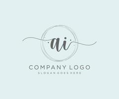 logo féminin ai initial. utilisable pour les logos nature, salon, spa, cosmétique et beauté. élément de modèle de conception de logo vectoriel plat.