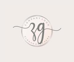logo féminin zg initial. utilisable pour les logos nature, salon, spa, cosmétique et beauté. élément de modèle de conception de logo vectoriel plat.