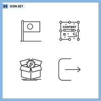 4 icônes créatives signes et symboles modernes des documents de pays de téléchargement asiatique productivité éléments de conception vectoriels modifiables vecteur