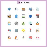 25 interface utilisateur pack de couleurs plates de signes et symboles modernes du temps cloche carte alarme argent éléments de conception vectoriels modifiables vecteur