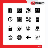 ensemble de 16 symboles d'icônes d'interface utilisateur modernes signes pour le marché interface de remise utilisateur communication éléments de conception vectoriels modifiables vecteur