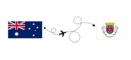 vol et voyage de l'australie à saint barthelemy par concept de voyage en avion de passagers vecteur