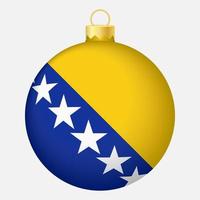 boule de sapin de noël avec drapeau bosnie-herzégovine. icône pour les vacances de noël vecteur