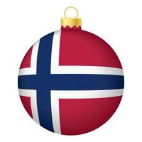 boule de sapin de noël avec le drapeau de la norvège. icône pour les vacances de Noël vecteur
