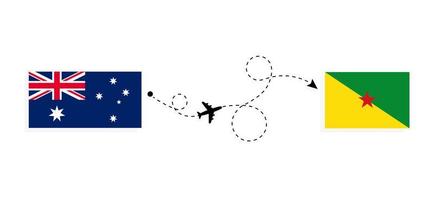 vol et voyage de l'australie à la guyane française par concept de voyage en avion de passagers vecteur