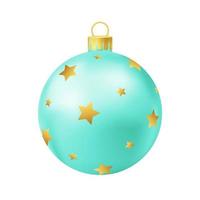 Boule de sapin de Noël turquoise avec étoile dorée vecteur