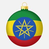 boule de sapin de noël avec le drapeau de l'ethiopie. icône pour les vacances de noël vecteur