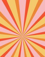 fond de rayons de soleil rafale rétro groovy. motif géométrique abstrait coloré vintage. illustration vectorielle de carnaval hippie d'été pour affiche, flyer, carte de voeux, bannière. vecteur