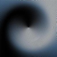 spirale, lignes concentriques, fond circulaire et tournant. anneaux radiaux bleus sur fond noir. vecteur