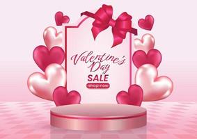 fond de bannière de site Web de promotion d'affichage de vente de saint valentin vecteur