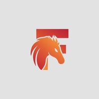 lettre initiale f avec création de logo vectoriel cheval. cheval lettre f illustration modèle icône emblème isolé.