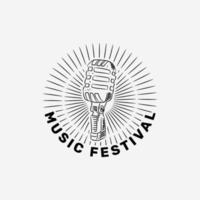 création de logo de microphone de festival de musique vecteur