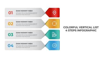 modèle d'élément infographique de liste verticale, mise en page de visualisation de données commerciales avec 4 points de vecteur d'étape.