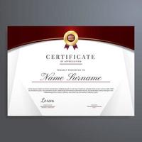 modèle de certificat d'appréciation de couleur or et rouge, design simple et élégant vecteur