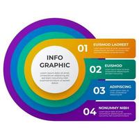 vecteur de modèle d'élément infographique de liste de cercle, 4 points, options, mise en page de diagramme d'étapes.