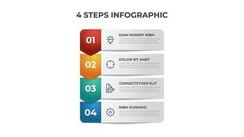 4 points d'étapes, mise en page du diagramme de liste avec numéro, vecteur de modèle d'élément infographique