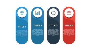 élément infographique avec 4 options, étapes, processus, liste, point. vecteur de modèle de visualisation de données commerciales