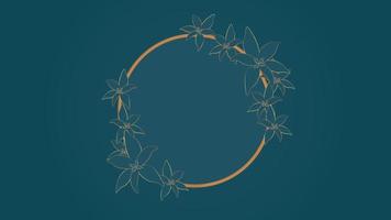 cadre de cercle de fleurs combinaison de couleurs sarcelle et cuivre en illustration vectorielle de style minimaliste vecteur