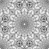 modèle sans couture de mandala en noir et blanc vecteur