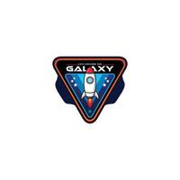 vecteur premium, logo de fusée spatiale. explorer la galaxie.