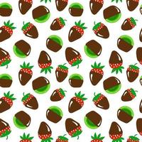 fruits en jacquard sans soudure au chocolat. modèle sans couture de vecteur avec kiwi, fraise au chocolat noir. design pour le textile de mode, la décoration, la décoration de la maison.