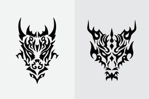 logo de tatouage de visage tribal de dragon vecteur