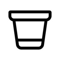 ligne d'icône de pot de fleur isolée sur fond blanc. icône noire plate mince sur le style de contour moderne. symbole linéaire et trait modifiable. illustration vectorielle de trait parfait simple et pixel vecteur