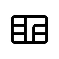 ligne d'icône de puce de carte de crédit isolée sur fond blanc. icône noire plate mince sur le style de contour moderne. symbole linéaire et trait modifiable. illustration vectorielle de trait parfait simple et pixel. vecteur