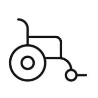 icône de ligne de fauteuil roulant isolé sur fond blanc. icône noire plate mince sur le style de contour moderne. symbole linéaire et trait modifiable. illustration vectorielle de trait parfait simple et pixel. vecteur