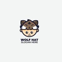 chapeau de loup mignon avec icône d'illustration de conception de bébé vecteur