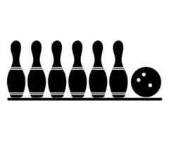 logo noir des quilles et des boules de bowling vecteur