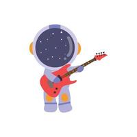 illustration vectorielle graphique petit astronaute jouant de la guitare vecteur