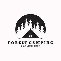 conception d'art de ligne de logo de forêt vecteur